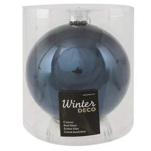 Стеклянный елочный шар Royal Classic 15 см, синий бархат Winter Deco фото 2