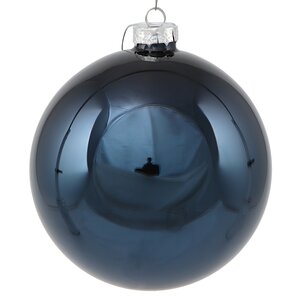 Стеклянный елочный шар Royal Classic 15 см, синий бархат Winter Deco фото 1