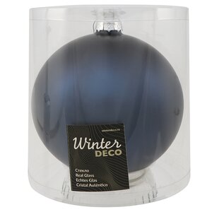 Стеклянный елочный шар Royal Classic 15 см, синий бархат матовый Winter Deco фото 2