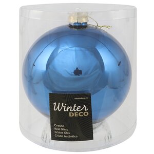Стеклянный елочный шар Royal Classic 15 см, синий королевский Winter Deco фото 2