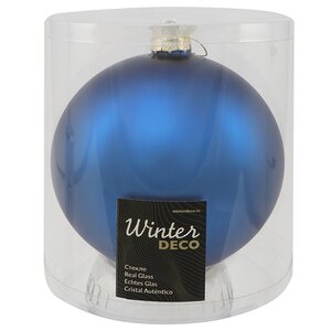 Стеклянный елочный шар Royal Classic 15 см, синий королевский матовый Winter Deco фото 2