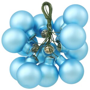 Гроздь из 12 стеклянных шаров на проволоке 2.5 см, голубой матовый Winter Deco фото 2