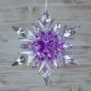 Елочная игрушка Снежинка - Mystery Winter 12 см пурпурная, подвеска