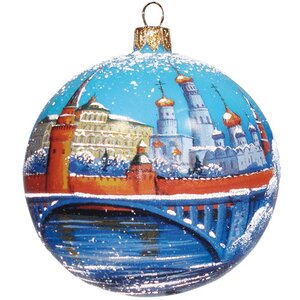 Стеклянный ёлочный шар Московский Кремль 10 см