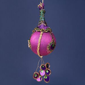 Винтажный елочный шар Павлин - Sycamore Orchestra 18 см пурпурный Winter Deco фото 4