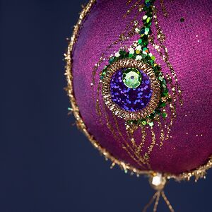 Винтажный елочный шар Павлин - Sycamore Orchestra 18 см пурпурный Winter Deco фото 2