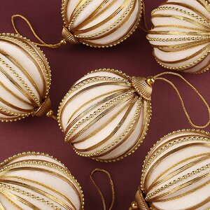 Набор елочных шаров Emerita 8 см золотой, 6 шт Winter Deco фото 2