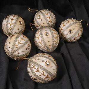 Набор елочных шаров Дворцовый Мотет 8 см молочный, 6 шт Winter Deco фото 5