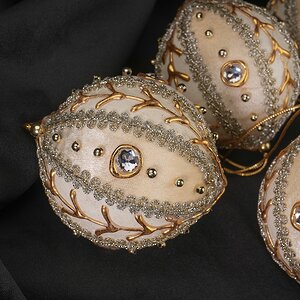 Набор елочных шаров Дворцовый Мотет 8 см молочный, 6 шт Winter Deco фото 2