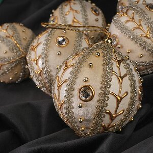 Набор елочных шаров Дворцовый Мотет 8 см молочный, 6 шт Winter Deco фото 6