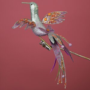 Елочная игрушка Птичка Венеция 33 см фиолетовый, клипса Winter Deco фото 5