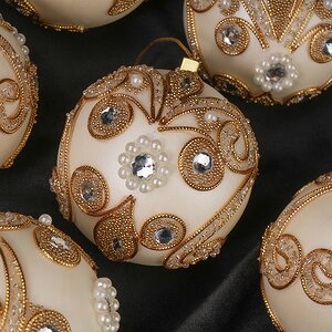 Набор елочных шаров Le Roi Soleil 8 см молочный, 6 шт Winter Deco фото 2