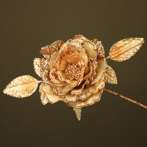 Искусственная роза Золотая Fabiana 18 см, клипса Winter Deco фото 4