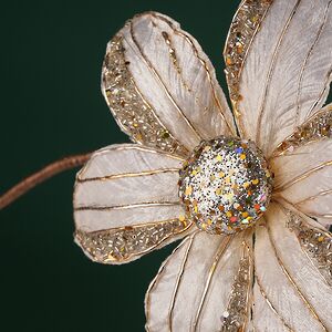 Искусственный цветок Контесса Донати 20 см бежевый, клипса Winter Deco фото 2