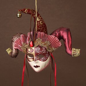 Елочная игрушка Маска Венецианского Потешника - Venesia Falco 15 см, подвеска Winter Deco фото 6