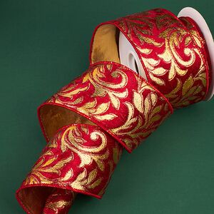 Декоративная лента Opera 457*6 см красная с золотом Winter Deco фото 2