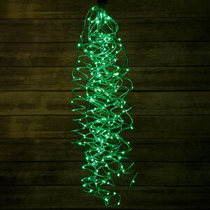 Гирлянда Лучи Росы 15*1.5 м, 200 зеленых MINILED ламп, проволока - цветной шнур