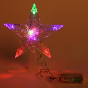 Светящаяся звезда на елку Фейерверк 16 см, 10 разноцветных LED ламп с мерцанием, на батарейках Serpantin фото 3