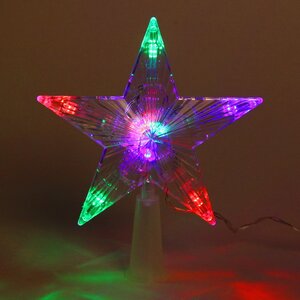 Светящаяся звезда на елку Фейерверк 16 см, 10 разноцветных LED ламп с мерцанием, на батарейках Serpantin фото 1