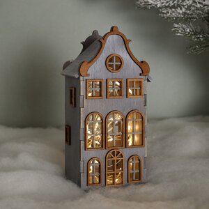 Домик с подсветкой Амстердам 20 см серый Christmas Apple фото 1