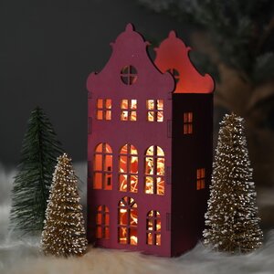 Домик с подсветкой Амстердам 20 см сливовый Christmas Apple фото 2