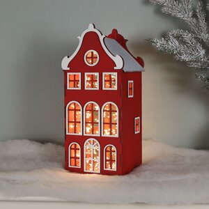 Домик с подсветкой Амстердам 37 см красный Christmas Apple фото 1