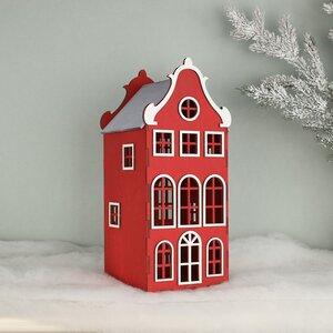Домик с подсветкой Амстердам 37 см красный Christmas Apple фото 4