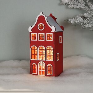 Домик с подсветкой Амстердам 27 см красный Christmas Apple фото 2