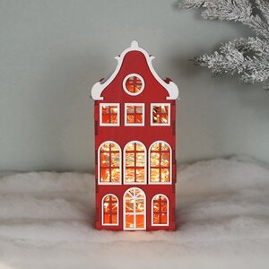 Домик с подсветкой Амстердам 27 см красный Christmas Apple фото 1