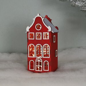 Домик с подсветкой Амстердам 20 см красный Christmas Apple фото 1