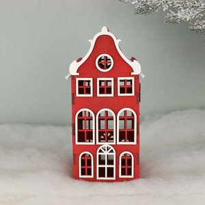 Домик с подсветкой Амстердам 20 см красный Christmas Apple фото 2