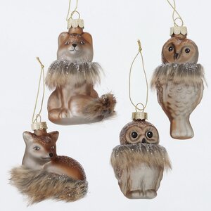 Набор стеклянных елочных игрушек Scandi Forest: Fluffy Cuties 9 см, 12 шт, подвеска
