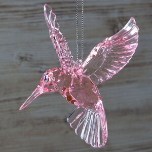 Елочная игрушка Солнечная Птичка Колибри 13 см розовая, подвеска