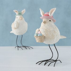 Набор декоративных фигурок Птички Лесандро и Примула в кроличьих шляпках 17 см, 2 шт Boltze фото 2