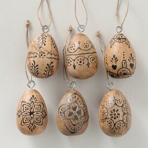 Декоративные пасхальные яйца Holmstein 6 см, 6 шт, дерево Boltze фото 4