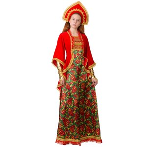 Карнавальный костюм для взрослых Сударыня с красной хохломой, 46 размер Батик фото 1
