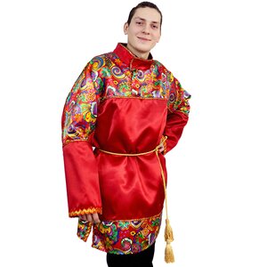 Карнавальная рубаха для взрослых Русский Богатырь, красная, 54-56 размер Батик фото 1