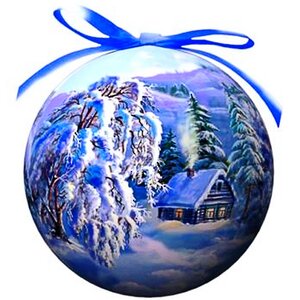 Пластиковый елочный шар Зимний Пейзаж 10 см Незабудка фото 1