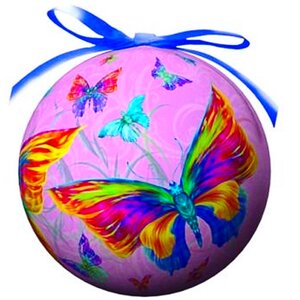 Пластиковый елочный шар Бабочки 15 см Незабудка фото 1