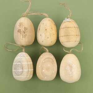 Пасхальные украшения Яйца Монтклар 7 см, 6 шт, дерево, подвеска Boltze фото 2