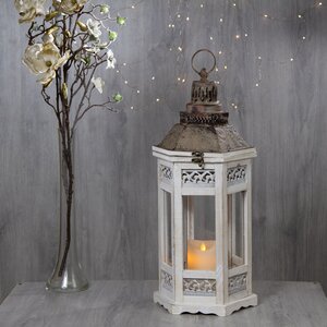 Деревянный подсвечник фонарь Камондо 60*25 см белый Noel Collection (Katherine’s Style) фото 2
