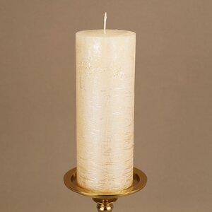 Декоративная свеча Металлик Гранд 180*68 мм кремовая Kaemingk фото 1
