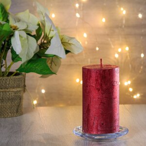 Декоративная свеча Металлик Макси 120*68 мм красная Kaemingk фото 1