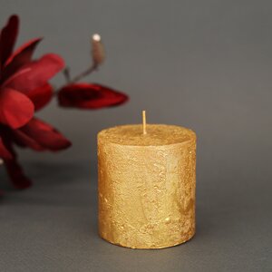 Декоративная свеча Металлик Миди 70*68 мм золотая Kaemingk фото 1