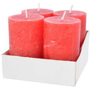 Набор декоративных свечей Рустик 8*5 см, 4 шт, красные
