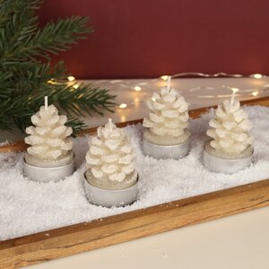 Подарочные свечи Шишки Снежные 6 см бежевые, 4 шт Kaemingk фото 1
