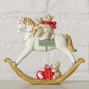 Елочная игрушка Лошадка - качалка Томми с мишками 9 см Boltze фото 1