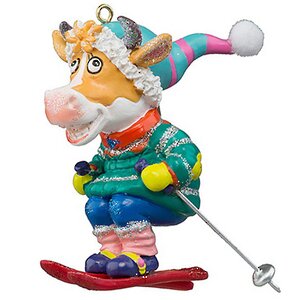 Елочная игрушка Бык Рино - Лыжник Французских Альп 7 см, подвеска Holiday Classics фото 1
