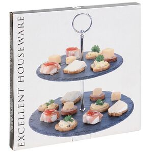 Этажерка двухуровневая для сервировки закусок 25 см, сланец Koopman фото 6