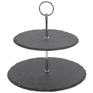 Этажерка двухуровневая для сервировки закусок 25 см, сланец Koopman фото 5